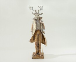 Statuetta decorativa raffigurante un gentiluomo cervo, 30x9x69 cm