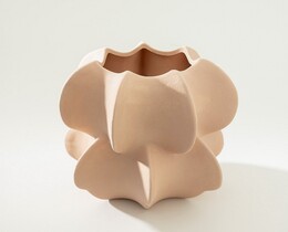 Vaso in gres color rosa petalo, 20x21 cm