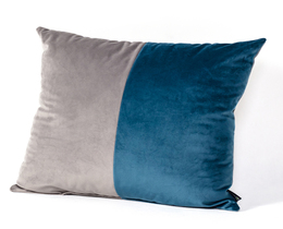 Cuscino patchwork quadrato grigio blu