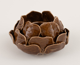 Portacandele Petalia marrone scuro 10 cm