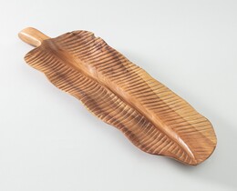 Piatto da portata a forma di foglia in legno 60x18 cm