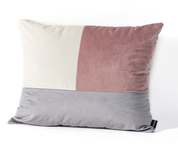 Cuscino patchwork quadrato rosa grigio bianco