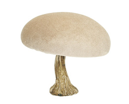 Decorazione a forma di fungo in velluto, 12 cm, beige
