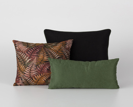 Set di cuscini per camera da letto, colore bordeaux, con motivo a fiore di felce.