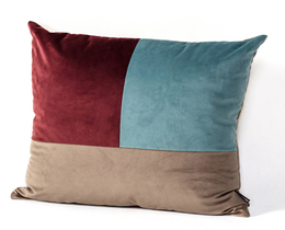 Cuscino patchwork quadrato beige cioccolato blu