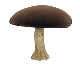 Decorazione a forma di fungo in velluto, 17 cm, marrone