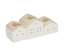Portacandele Hauses 13x5x7cm bianco